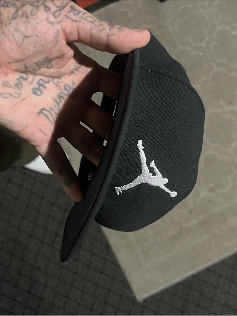 Jordan Black Snapback Hat with White Jumpman Logo